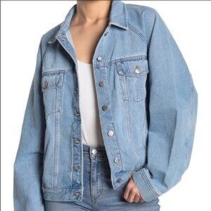 Madewell The Raglan Oversized Jean Jacket in Bristol Wash M1723 size XL 90s